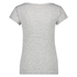 Kurzarm-Top, Rib V-Neck, Grau