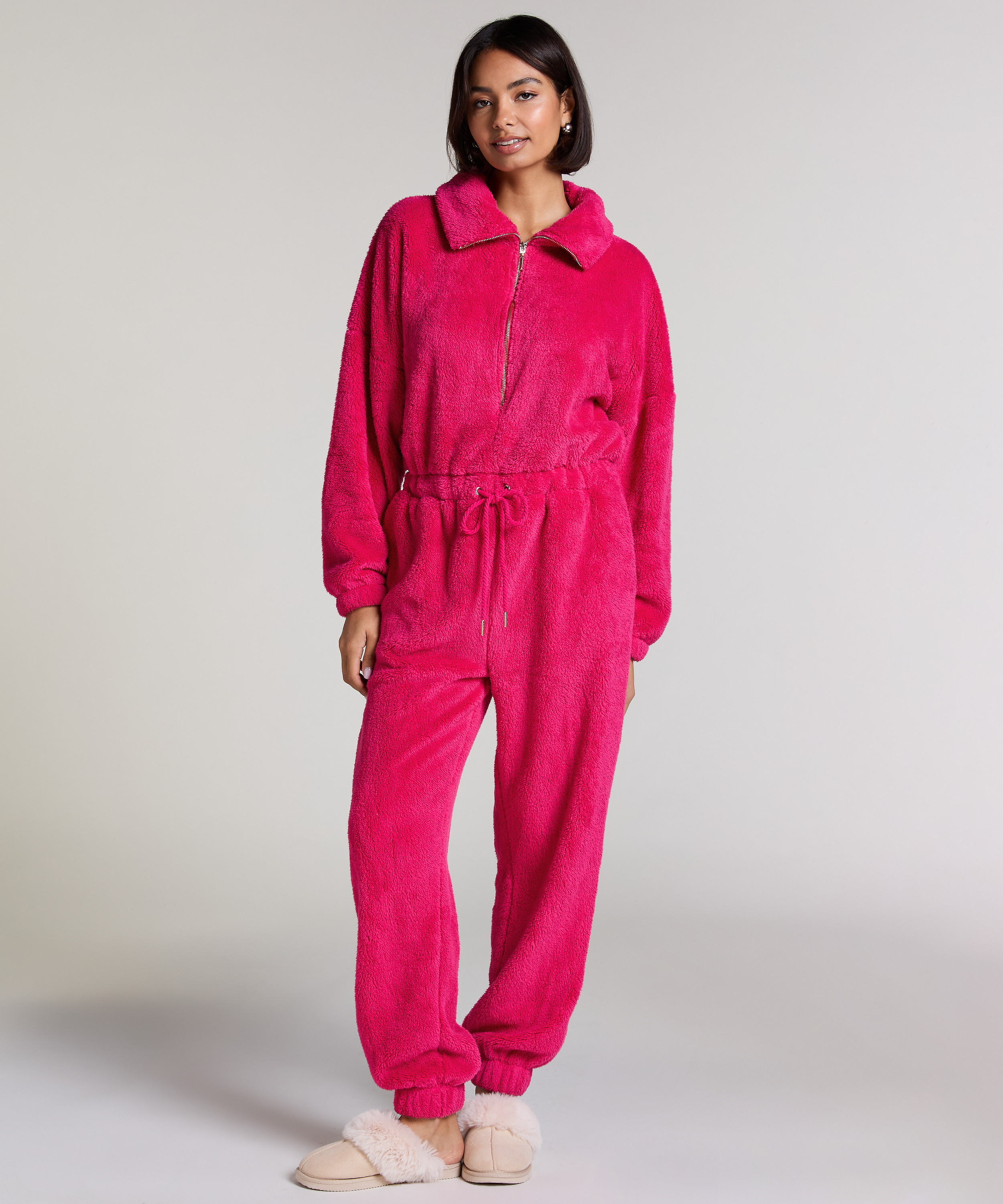 Combinaison Fleece, Rose, main