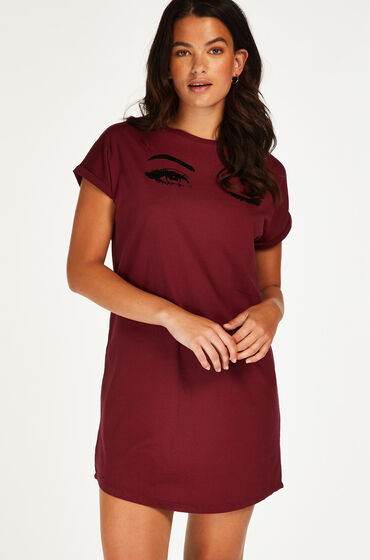 Image of Hunkemöller Nachthemd Rundhalsausschnitt Rot