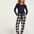 Pyjamahose Twill Check Cuff, Blau