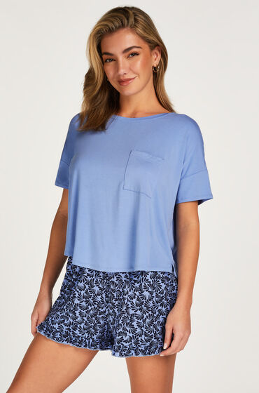 Image of Hunkemöller Kurzes Pyjama-Set Swirl Blau