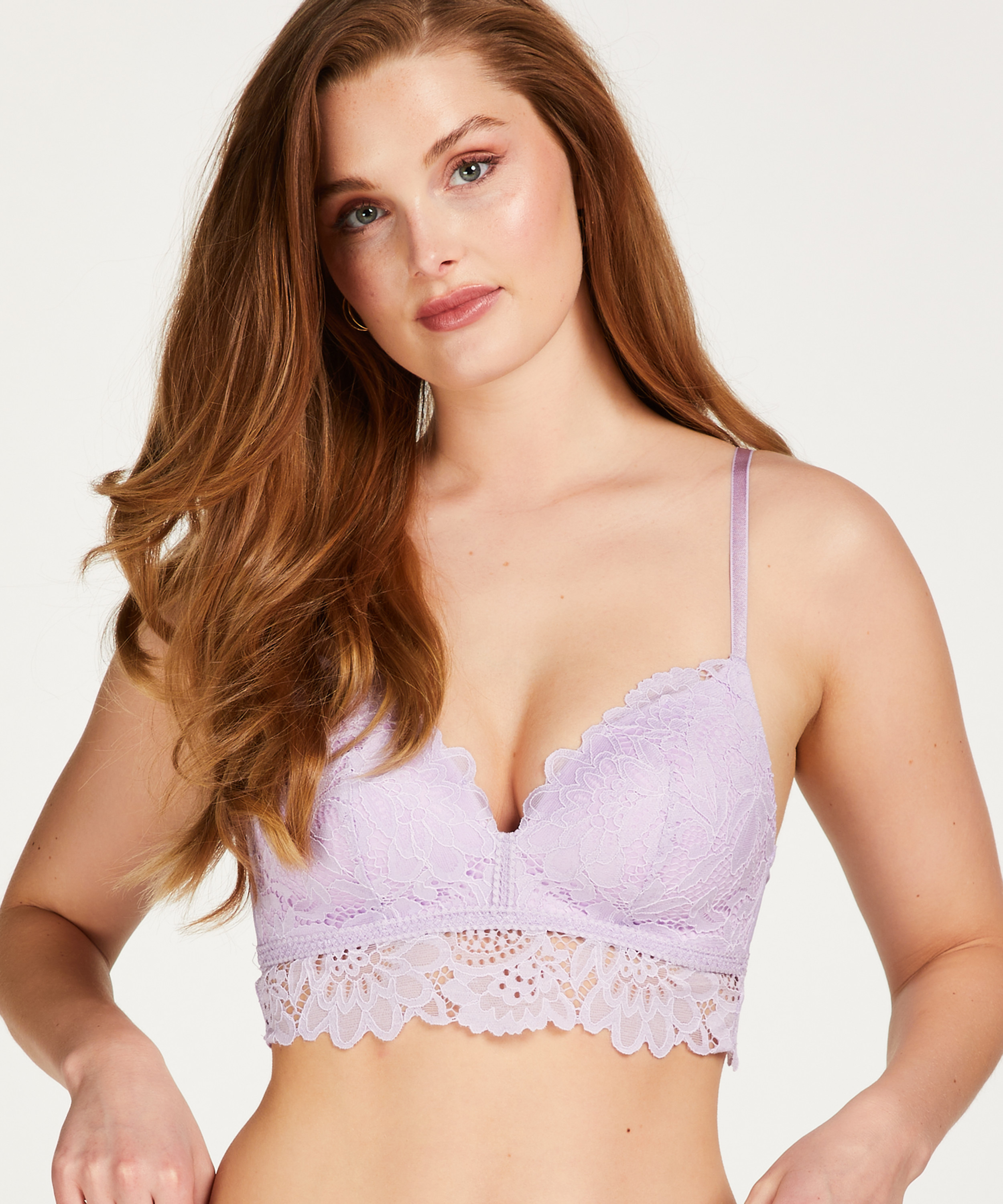 Soutien-gorge pr&eacute;form&eacute; sans armatures longline Shiloh, Violet, main