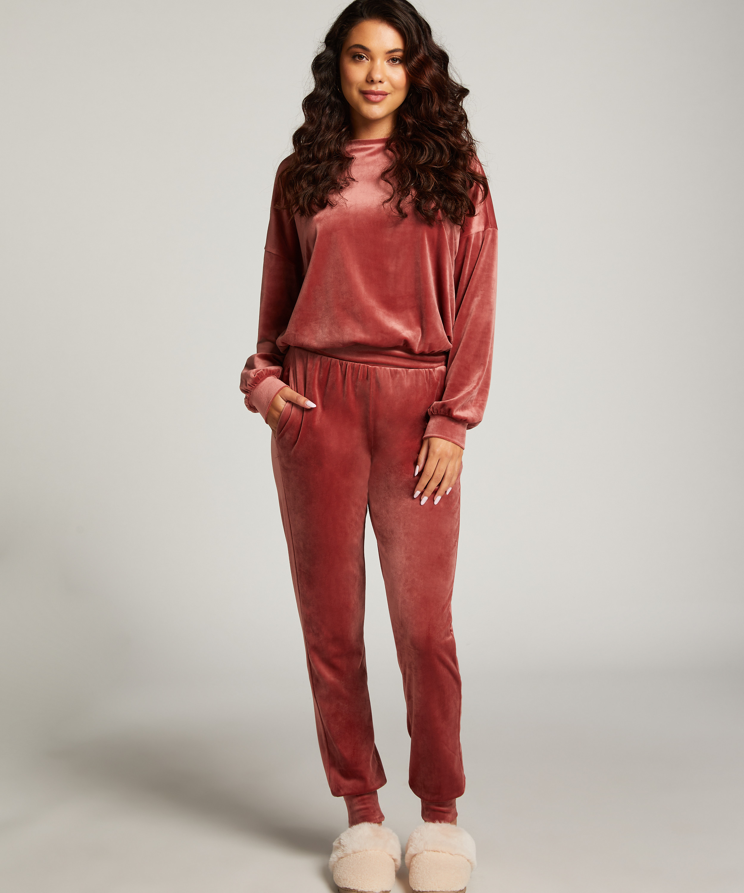 Top Velours, Rose, main