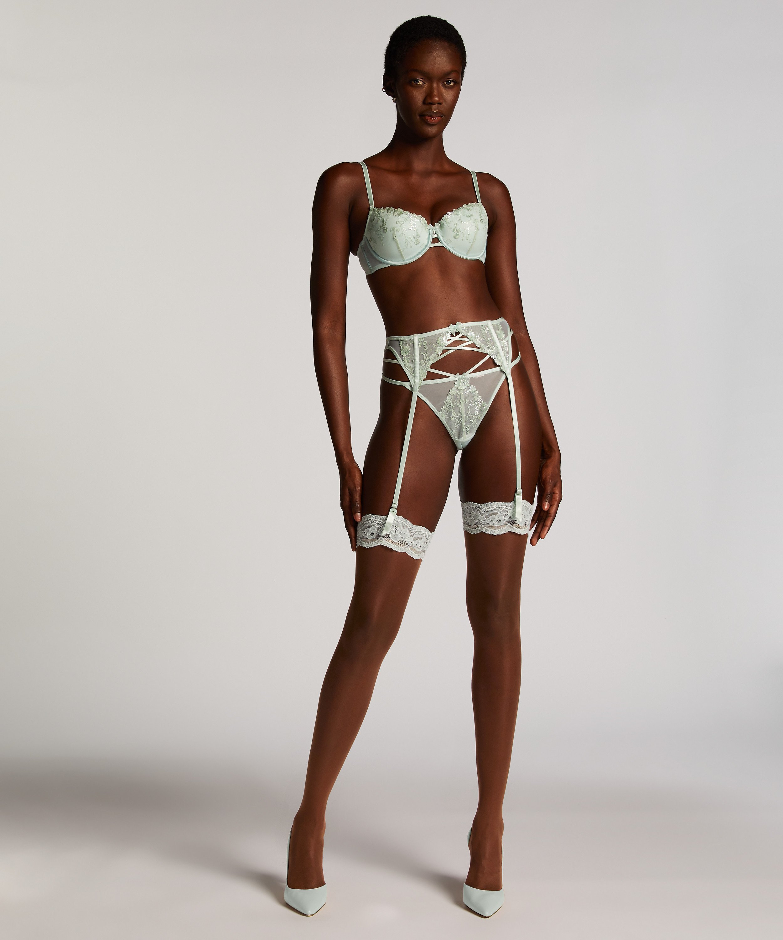 Stockings 15 Denier Fancy Lace Top, Grün, main