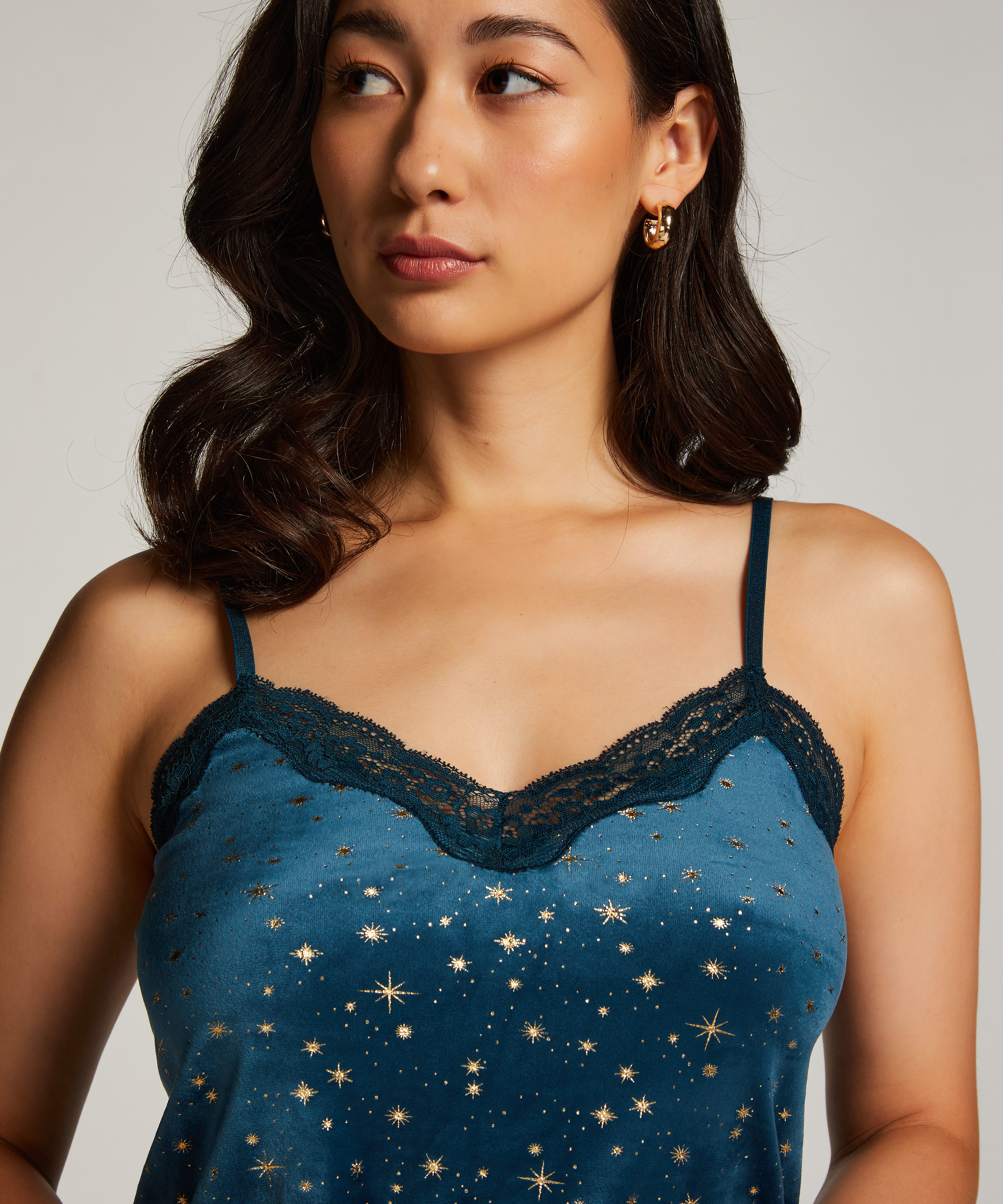 Cami Velours Lace, Blau, main