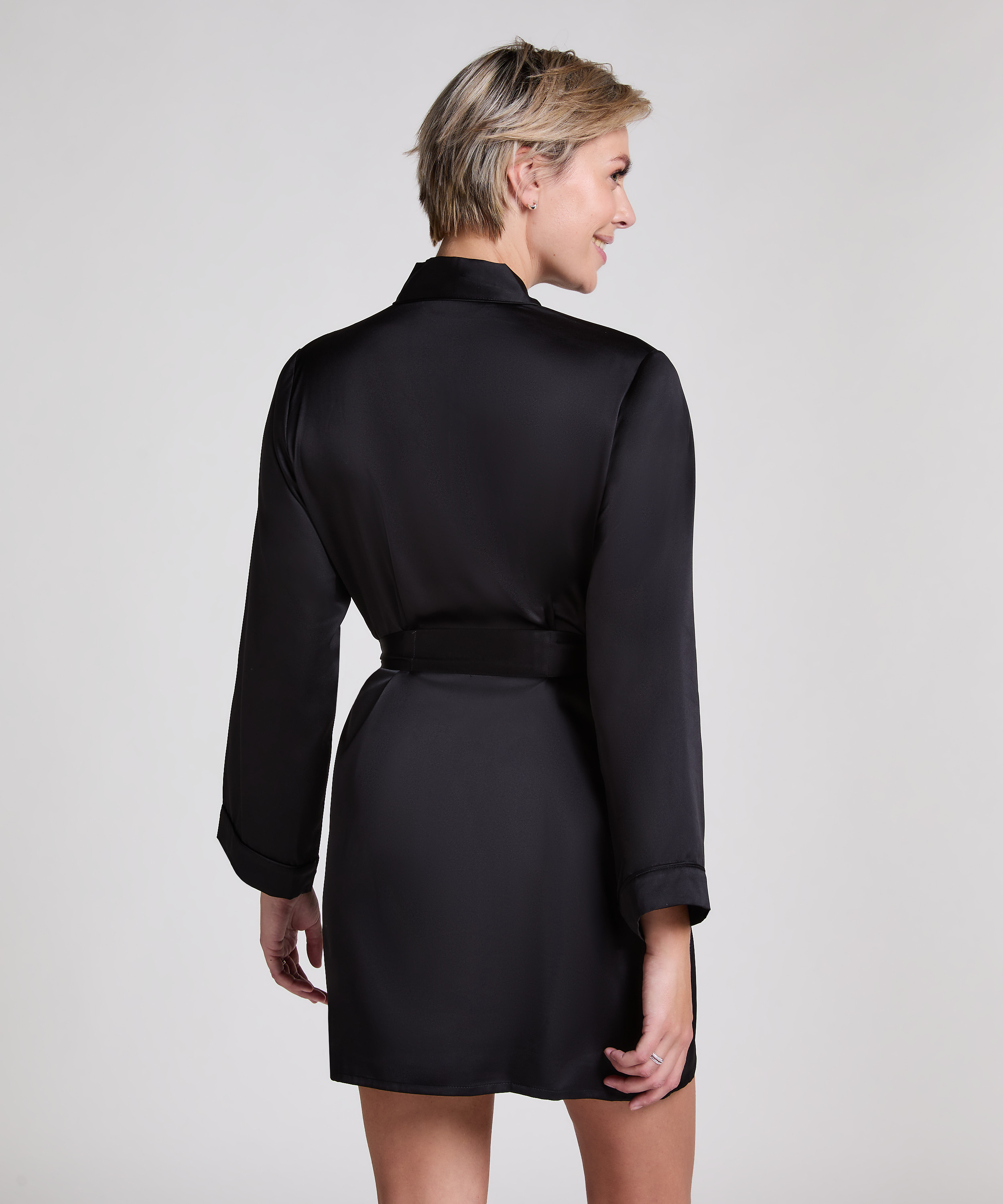 Kimono Satin, Schwarz, main