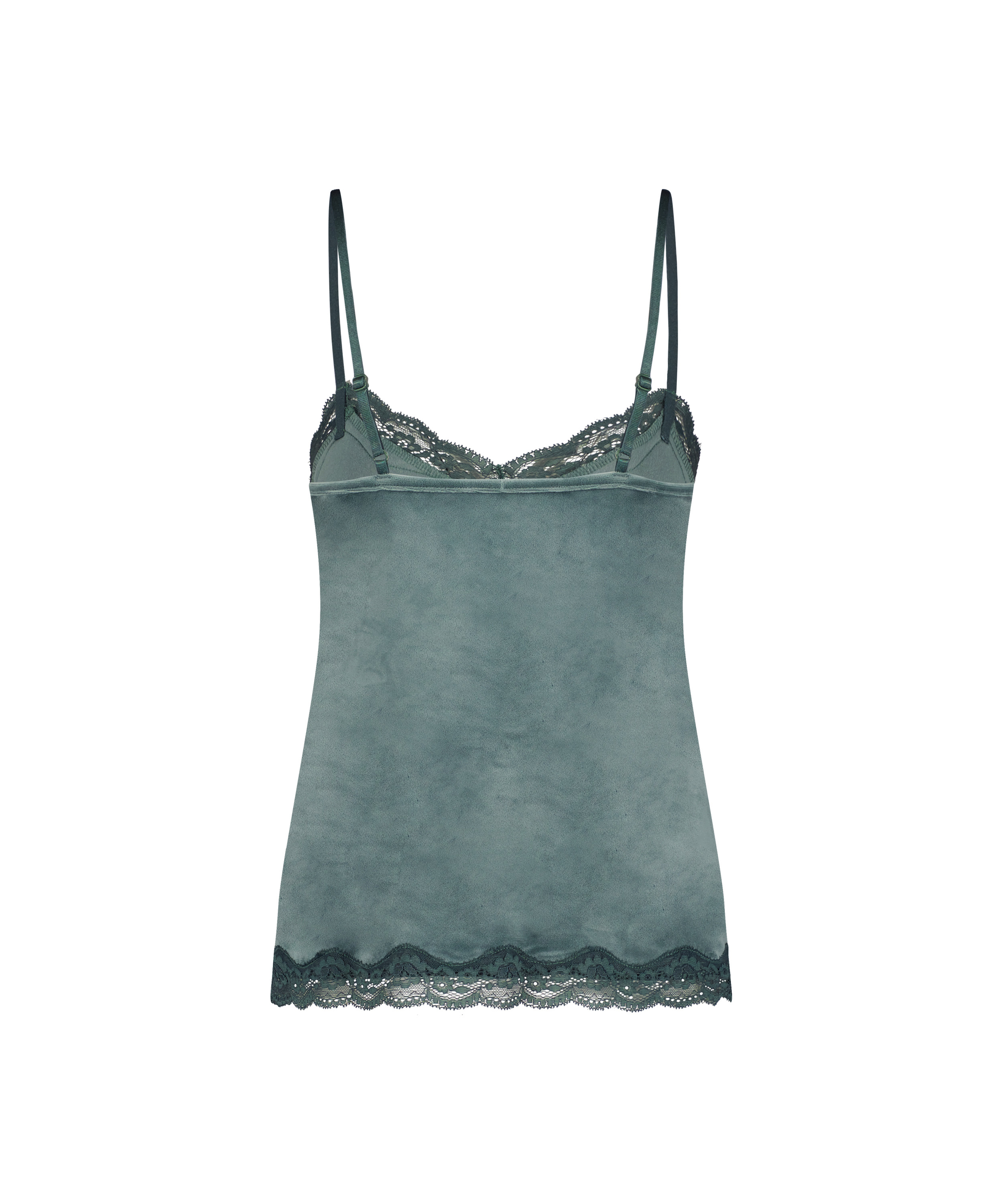 Cami Top Velours Lace, Gr&uuml;n, main