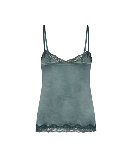 Cami Top Velours Lace, Gr&uuml;n