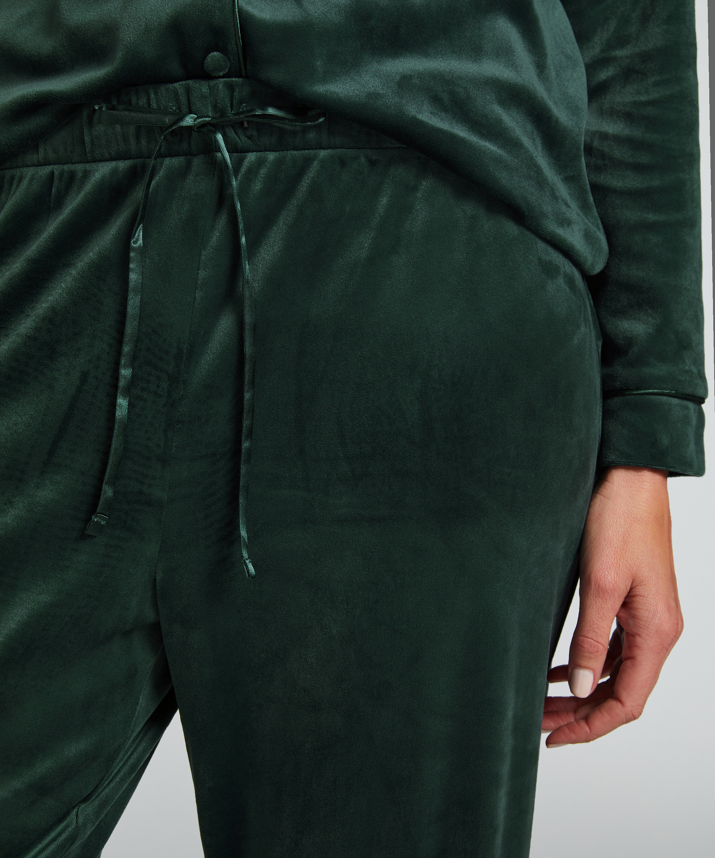 Pantalon de pyjama Velours, Vert, main