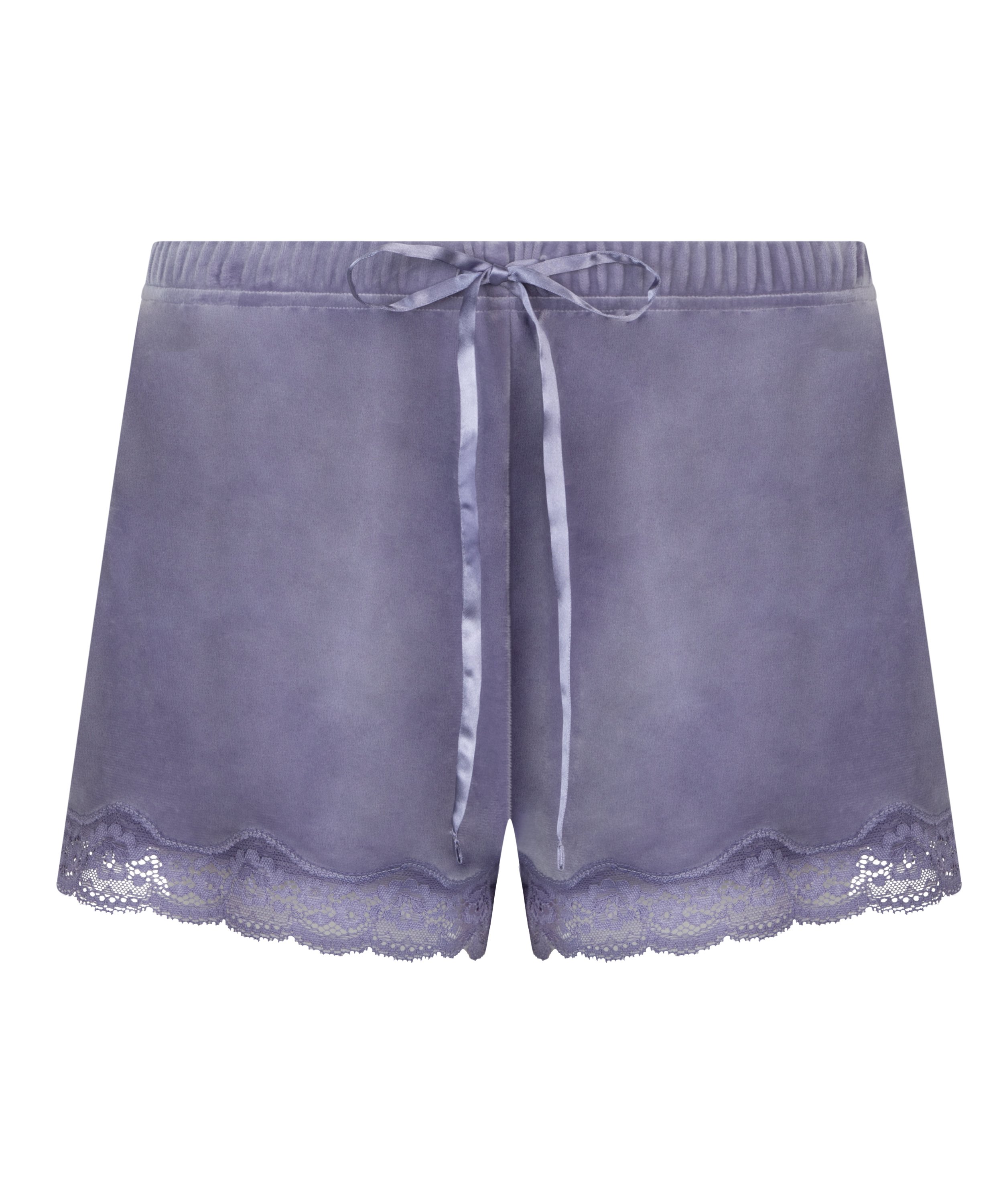 Shorts aus Velours mit Spitze, Lila, main