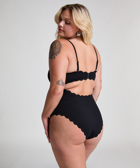 Maillot de bain Bandeau Scallop, Noir