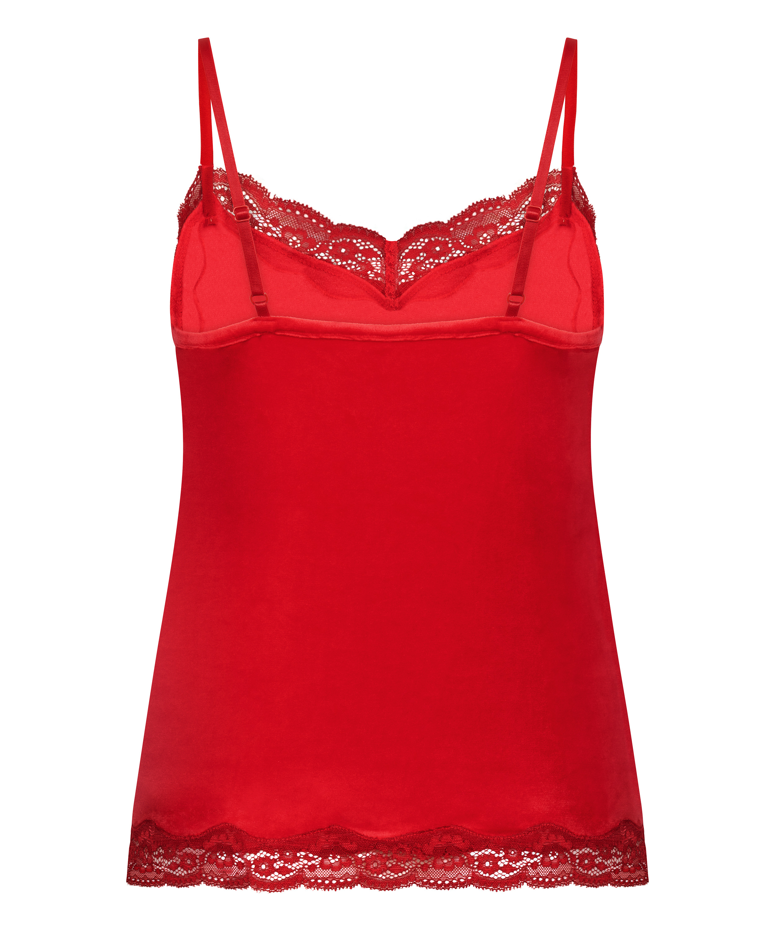 Camisole velours Dentelle, Rouge, main