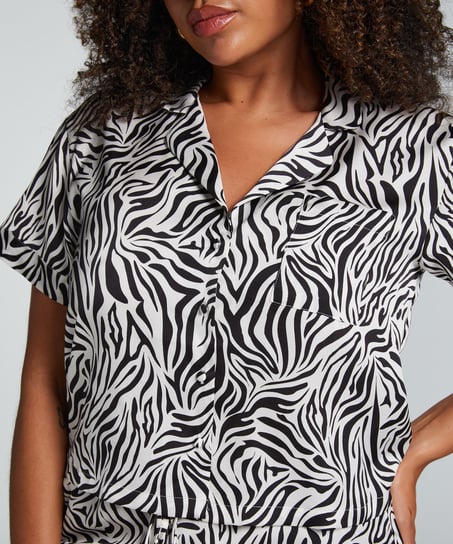 Veste à manches courtes en satin, Blanc