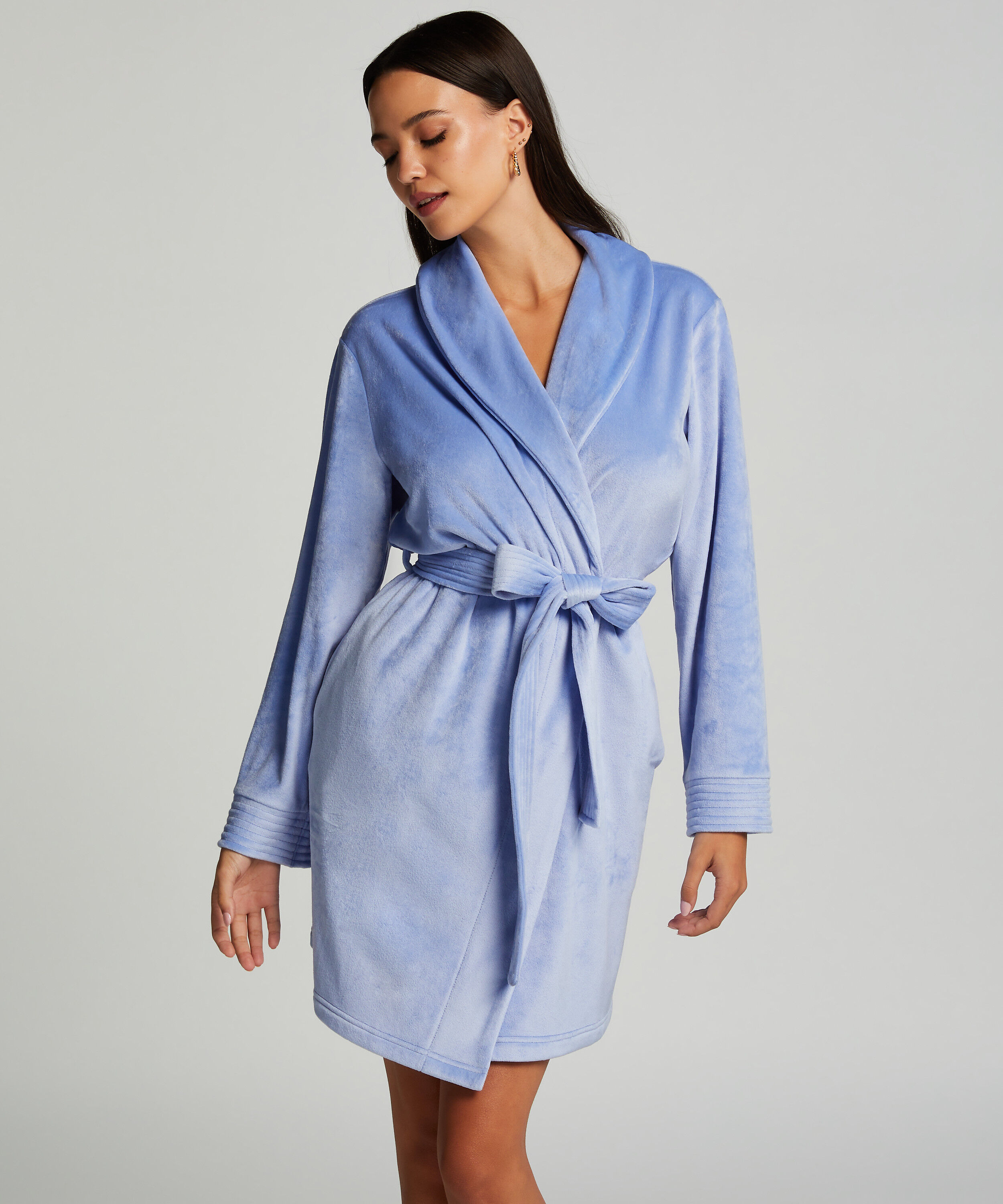 Kurzer Bademantel Velours, Blau