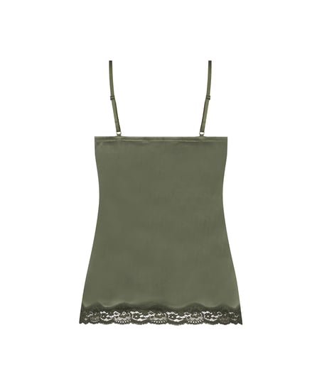 Cami Top Velours Lace, Gr&uuml;n