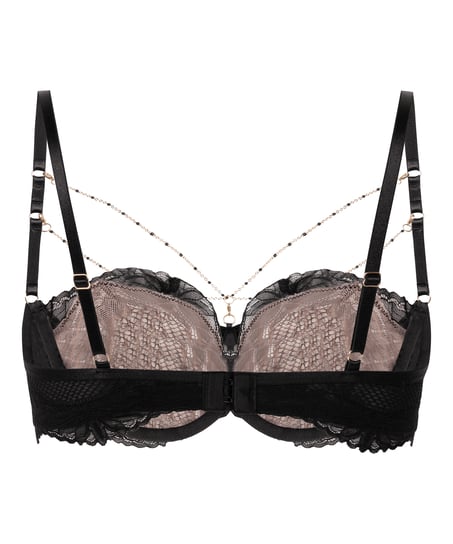 Soutien-gorge rembourré demi-bonnet à armatures préformé Belladonna, Noir