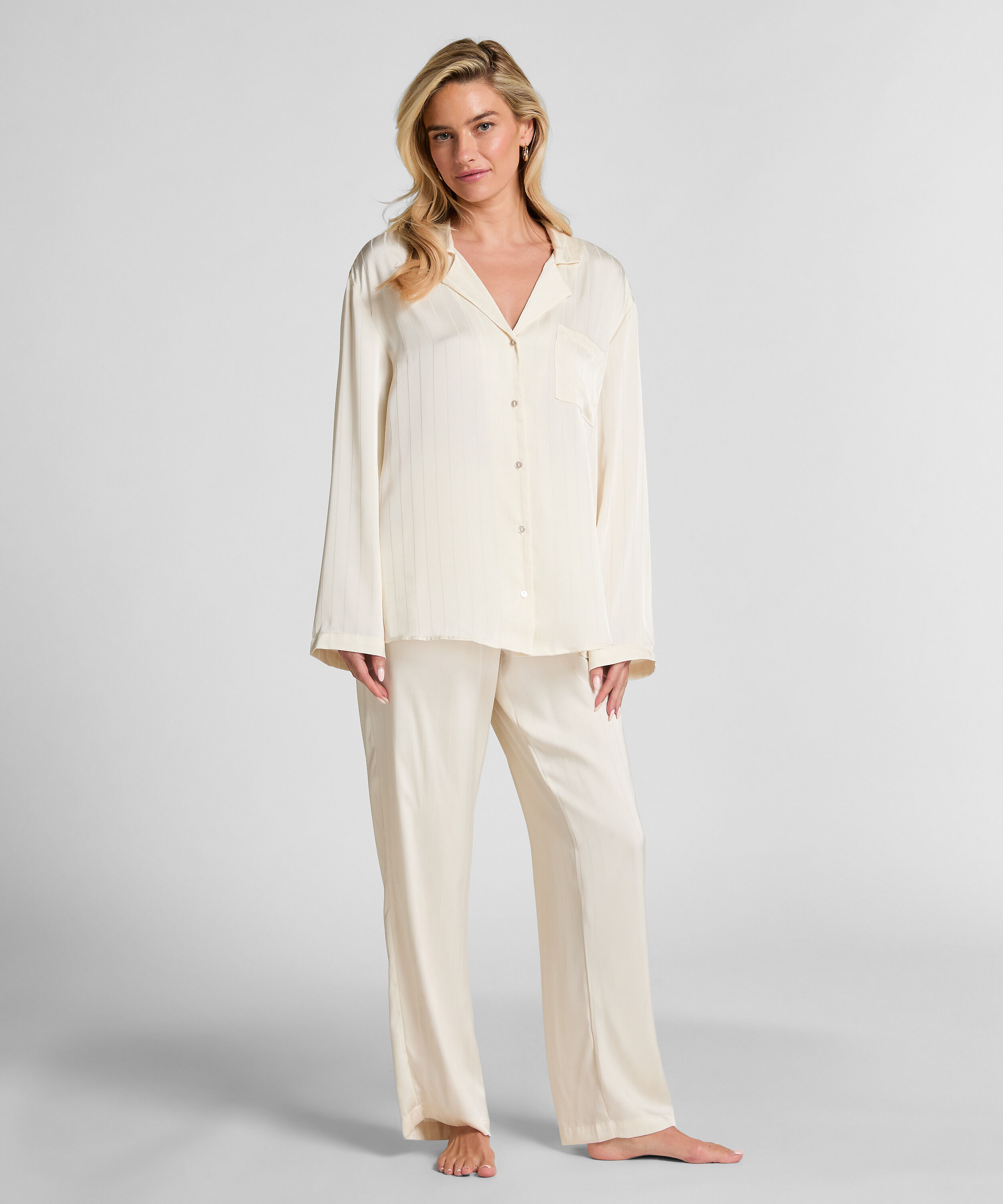 Pantalon à rayures en satin