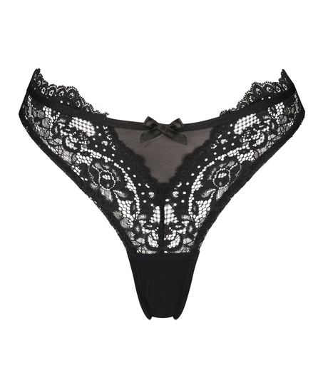 Slip brésilien à taille haute Jessie, Noir