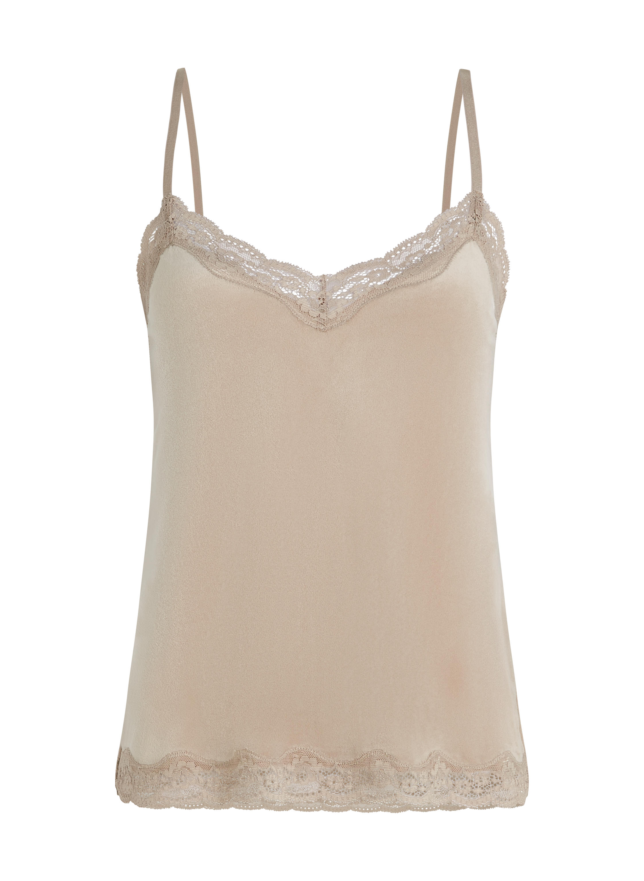Cami Top Velours Lace, Beige, main