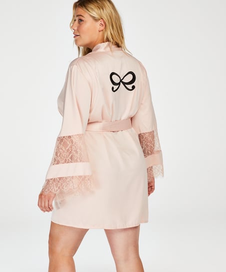 Kimono aus Satin und Spitze, Rose