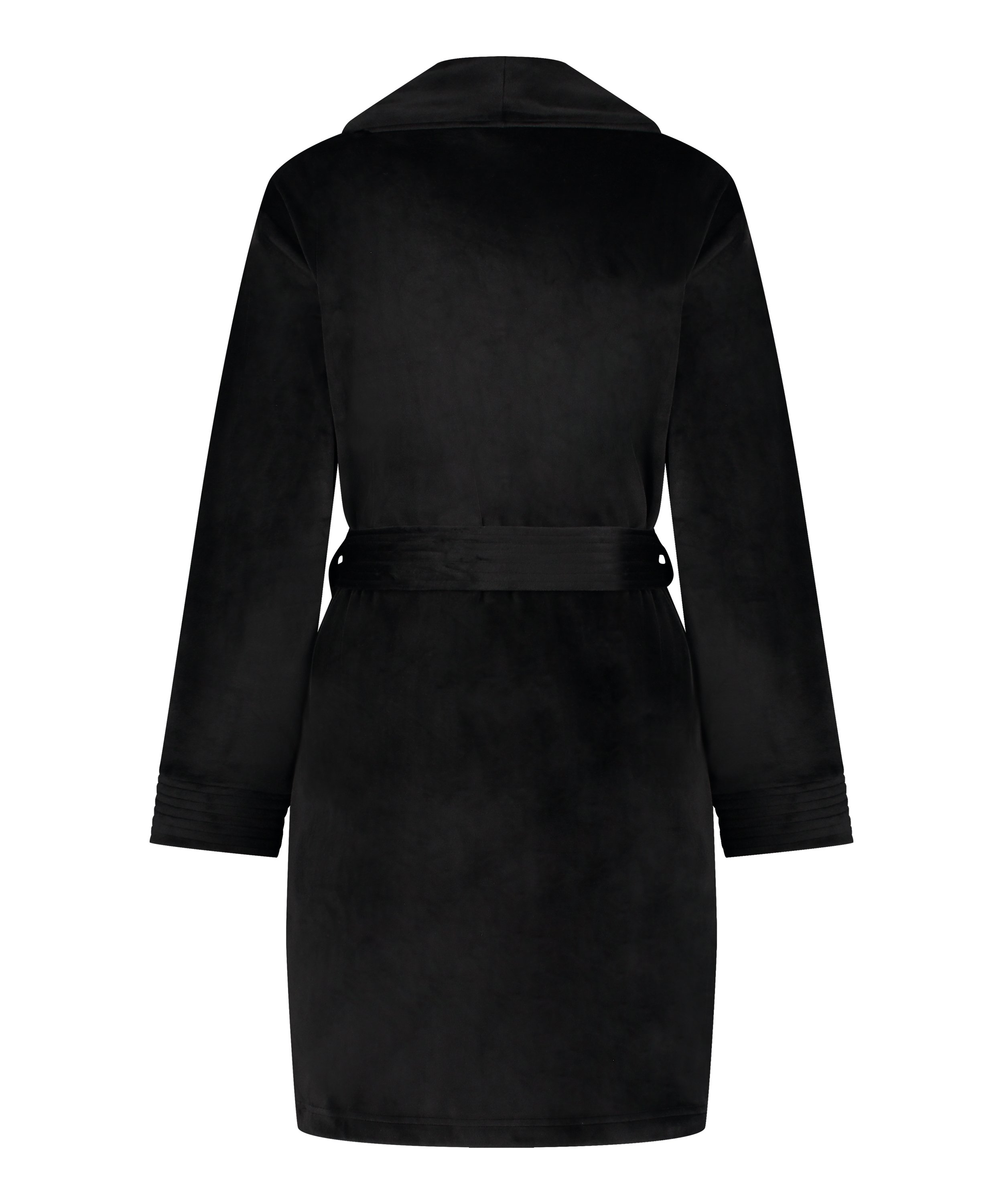Kurzer Bademantel Velours, Schwarz, main