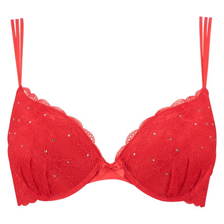 Padded underwired push-up bra Candy, Rot