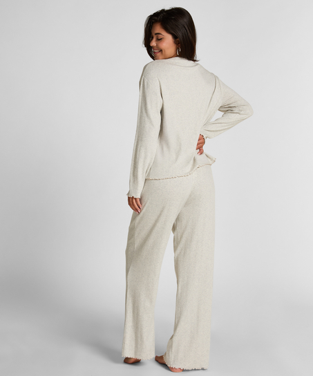 Pyjama Top Loose Pointelle, Grau