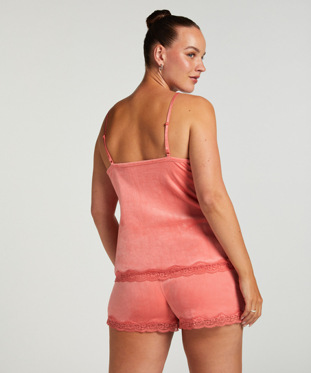 Short velours dentelle, Rose