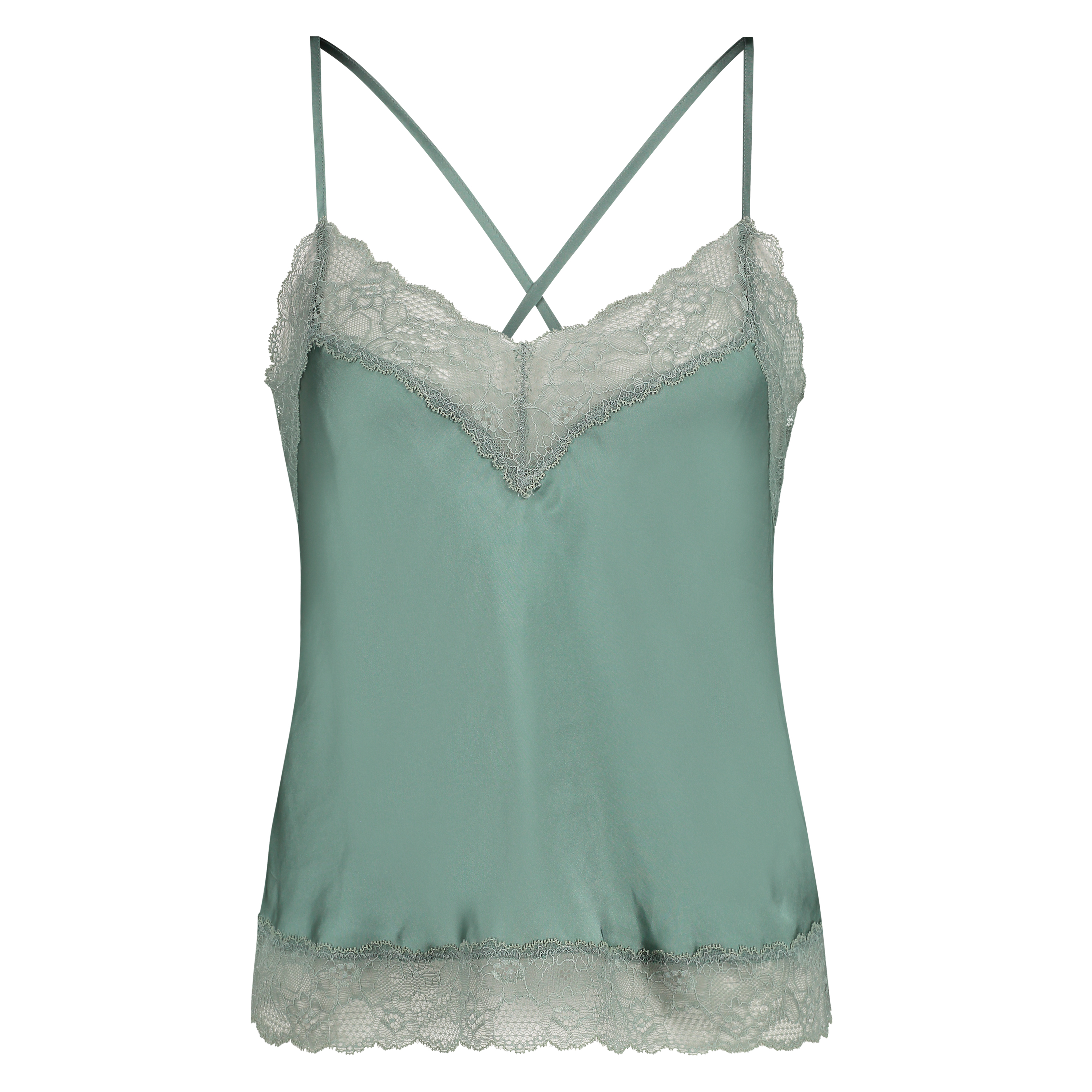Cami Top Satin Spitze, Gr&uuml;n, main