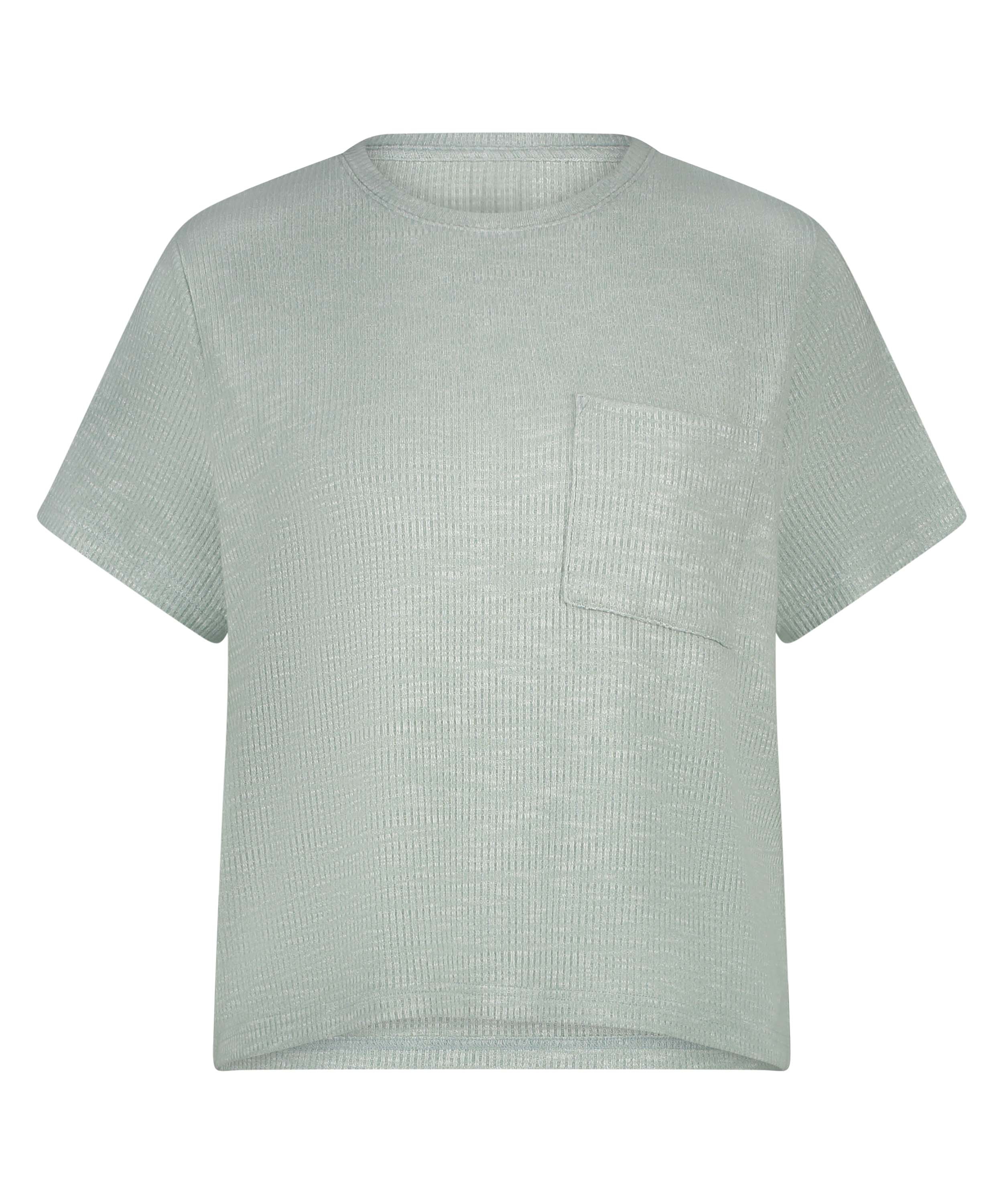 Top mit kurzen Ärmeln Rib, Grün, main