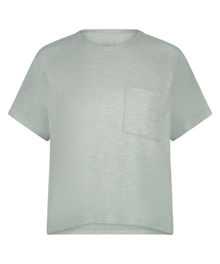 Top mit kurzen Ärmeln Rib, Grün