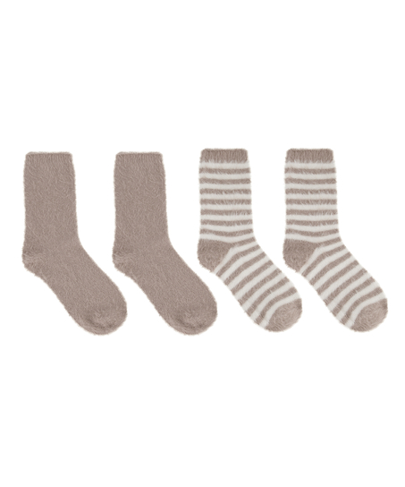 2 Paar Socken, Beige