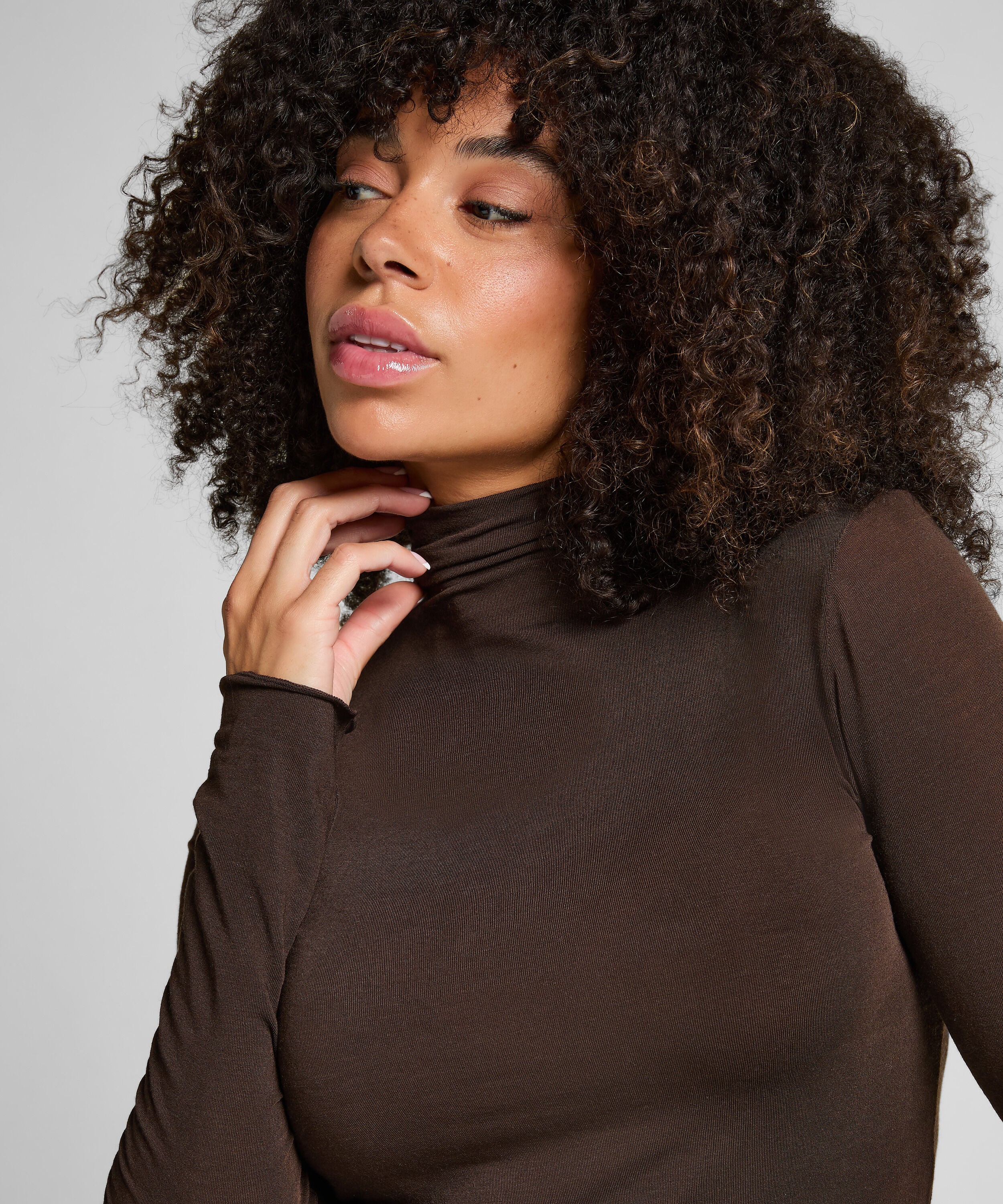 Haut avec Cachemire à col Roulé super soft, Marron