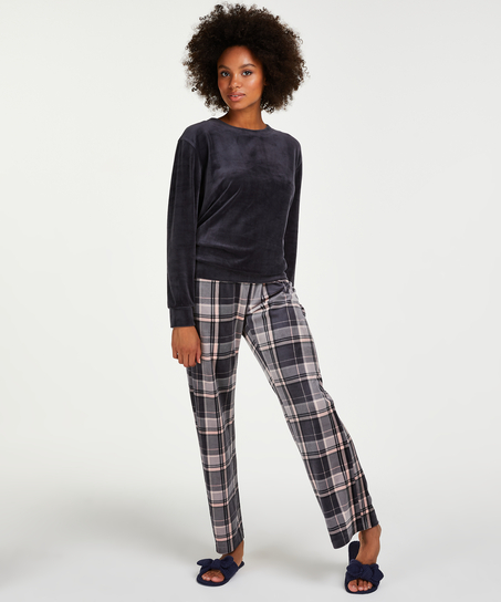 Velour Pyjama-Set, Grau