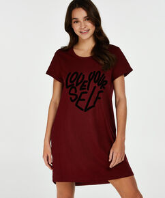 Nachthemd Rundhals, Rot