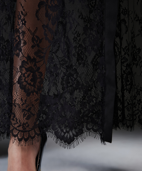 Long Kimono Allover Lace, Noir