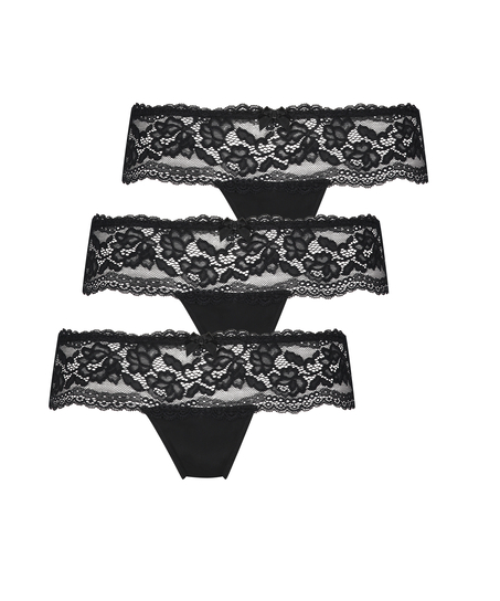 3er-Pack Boxerstrings Florence, Schwarz