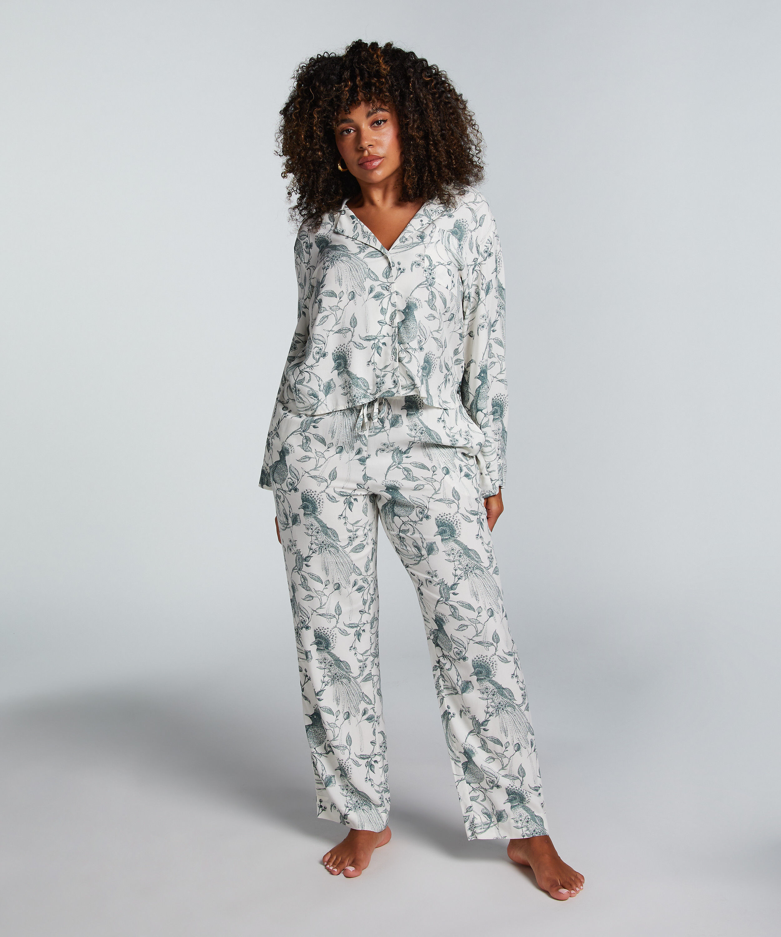 Pyjamahose Baumwolle, Weiß