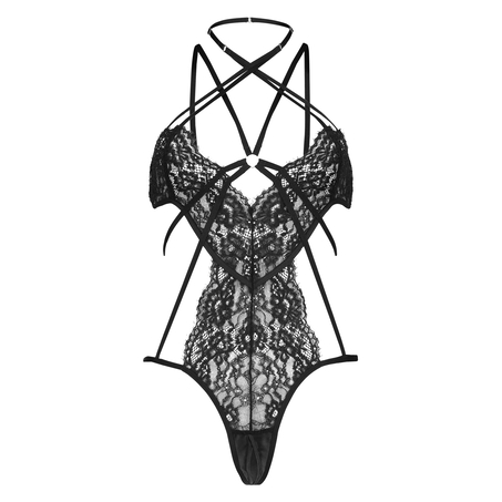 Body mit offenem Schritt Stormy, Schwarz