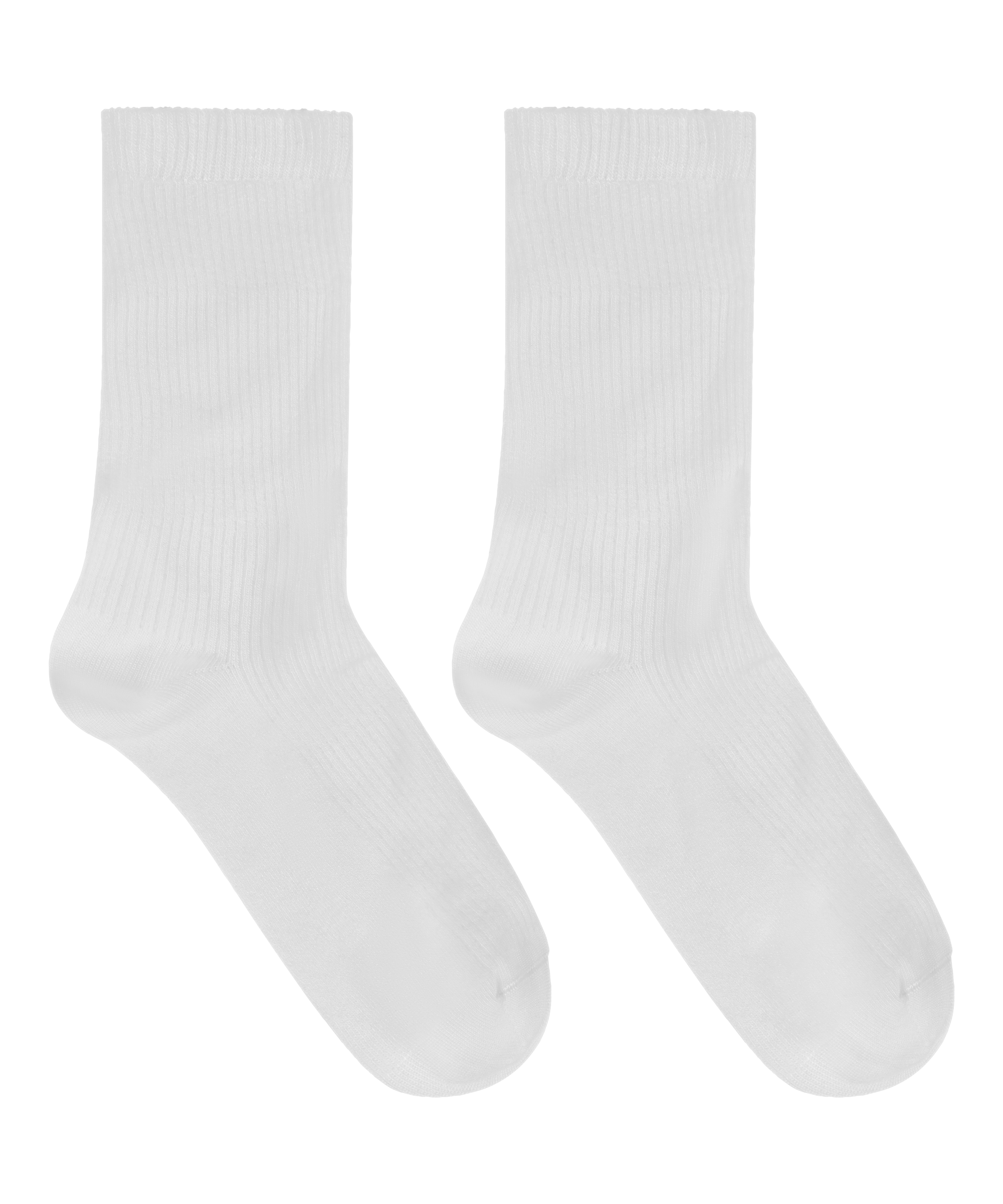 Gerippte Crew-Socken aus Modal, Weiß, main