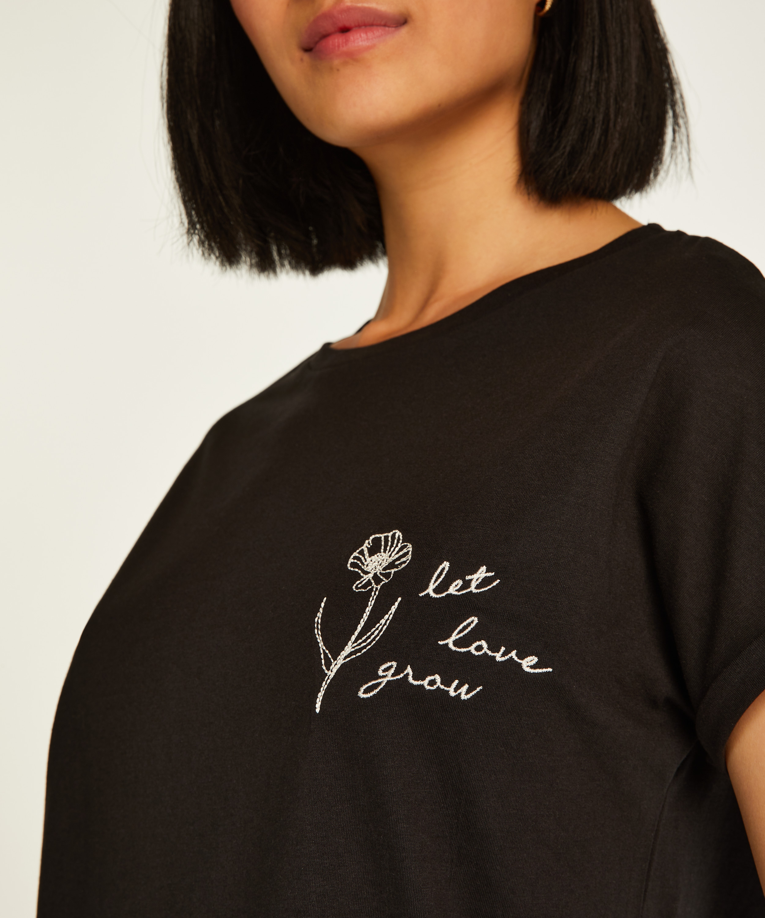 Nachthemd Rundhalsausschnitt, Schwarz, main