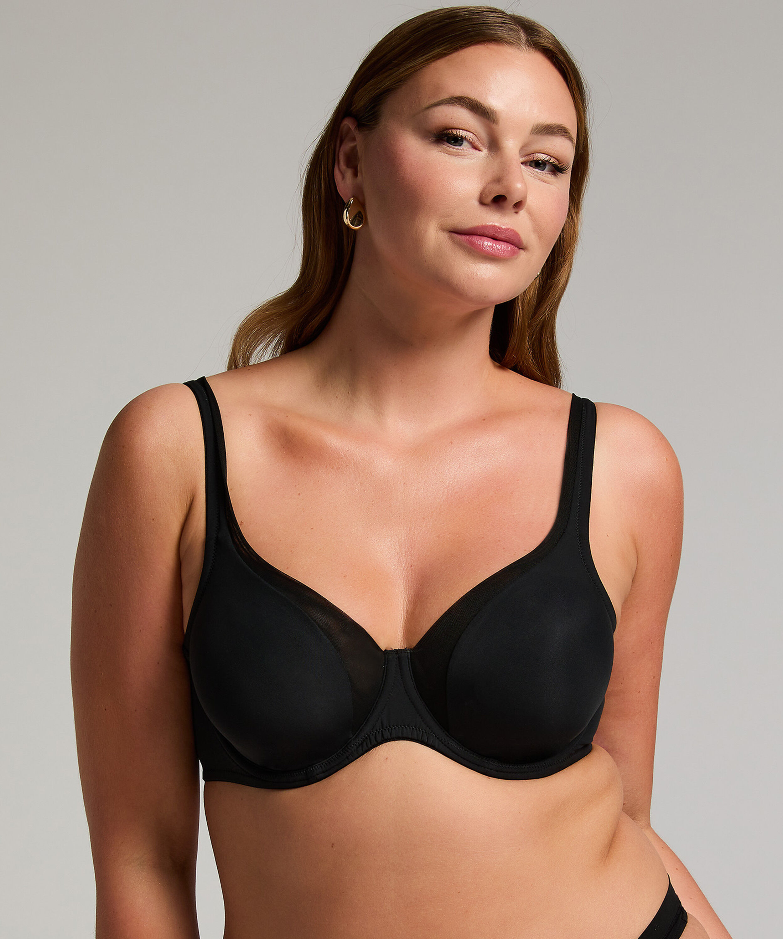 Soutien-gorge à armatures non-préformé en maille, Noir