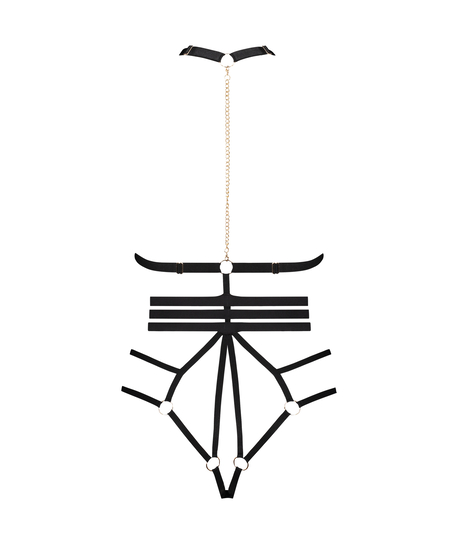 Body mit offenem Schritt Dominatrix, Schwarz