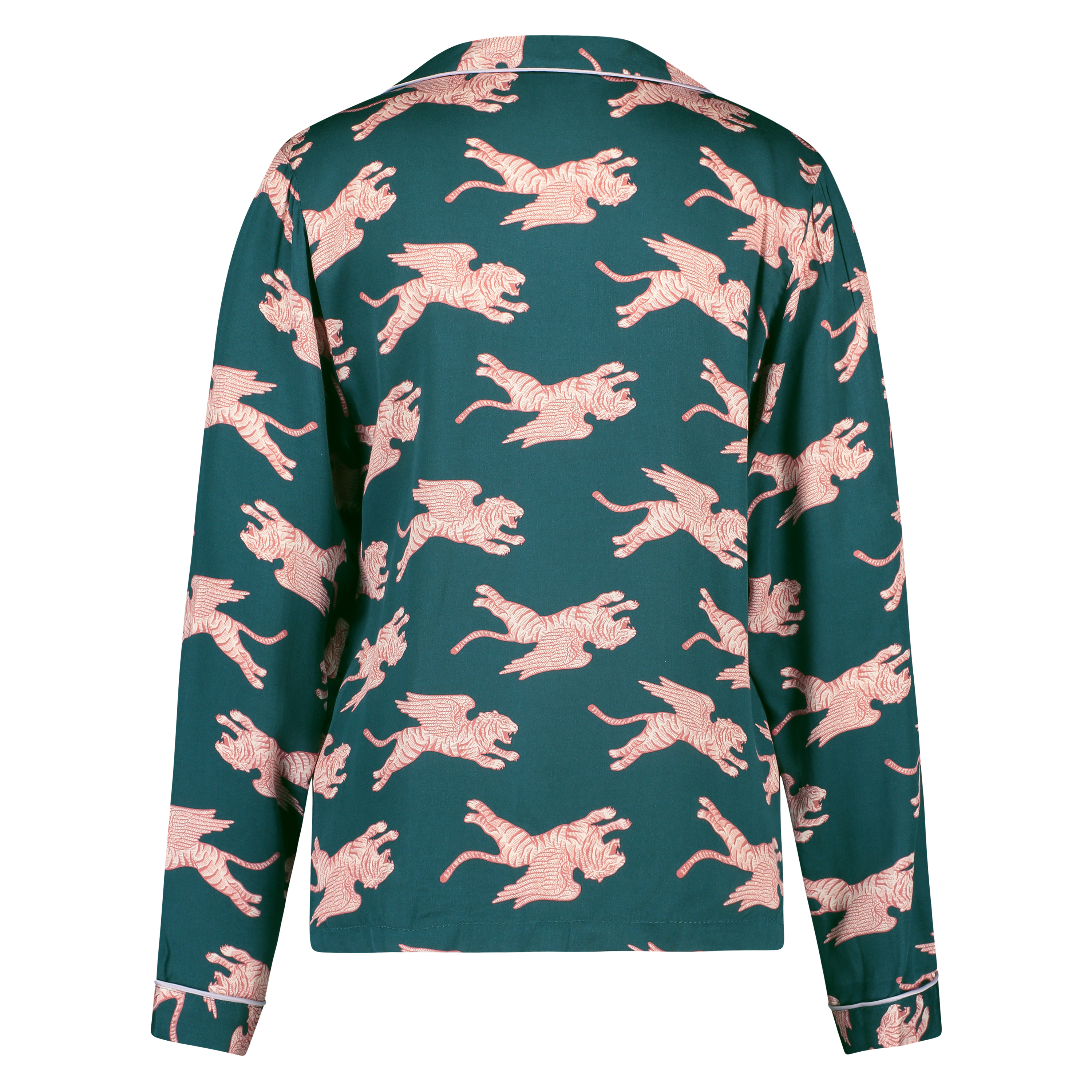 Veste de pyjama manches longues Woven, Bleu, main