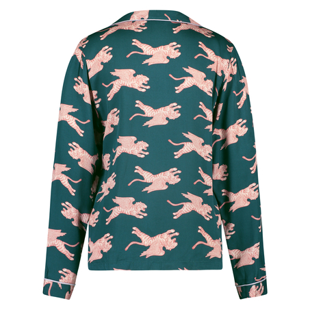 Veste de pyjama manches longues Woven, Bleu