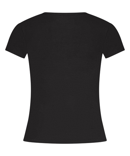 Pyjama-Top Rib Essential, Schwarz