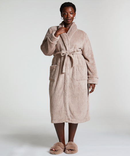 Bademantel Fleece, Beige