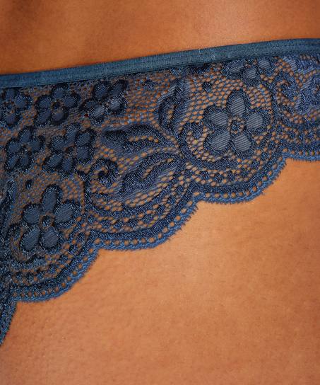 High Leg Brazilian Lace, Blau