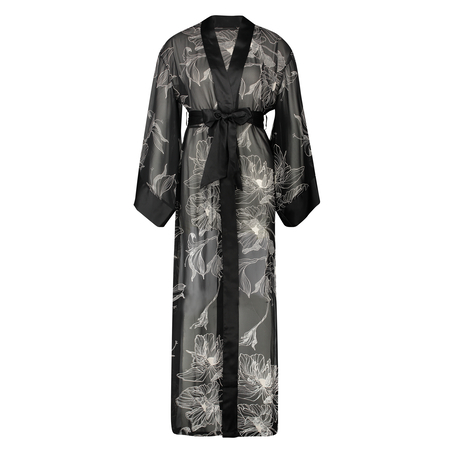 Kimono langer Chiffon-Lotus, Schwarz