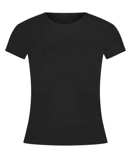 Pyjama-Top Rib Essential, Schwarz